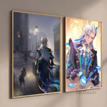 원신 각청 노엘 벤티 호두 감우 만화방  pc방 장식 포스터 굿즈 Neuvillette 임팩트 용지 인쇄 집 거실 침실 입구 바 레스토랑 카페 아트... 