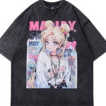 지뢰계 반팔티 루즈핏 서브컬쳐옷 멘헤라패션 캐 A. G1587 세척 고품질 버전, A. S : 소이꼬미마켓