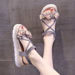 플라워 하이탑 패션 우먼 소프트 스커트 슬리퍼 쪼리 여성 여름 샌들 코디 통굽 : 트릴로지