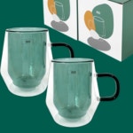 하울스홈 이중 유리컵 홈카페 머그컵 포레스트그린2P : 비바랜드