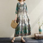 G126653 보헤미안 에스닉 루즈핏 롱원피스 패션 여성 세련됨 심플 여름 : 행복을 나누다