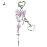 주술회전 키링 열쇠고리 굿즈 귀여운 나비 리본 디테일이 있는 트렌디한 하트 키체인 절묘한 참 C1FC : 뽈이뽀리