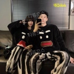 플란넬 커플수면옷 캐릭 긴소매 수면옷 상하의 셋 H5554 커플 : 베네퍼플