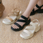 (깃털경량창) 브릿지 밴딩 통굽샌들(5cm) : 분홍코끼리