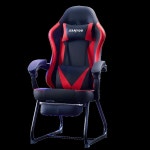 PC방 의자 바퀴없는 컴퓨터 강철로 게이밍체어 블루화이트 + 라텍스 좌석 쿠션 블루화이트 : 플로넥