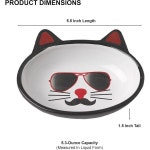 PetRageous 12037 타원형 몽 아미 피에르 세라믹 고양이 그릇 55인치 폭과 15인치 높이 53온스 용량 식기세척기 사용 가능 고양이용... 