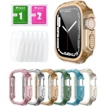 케이스 Apple Watch 울트라울트라 2 초박형 스크래치 강화 유리 스크린 프로텍터 iWatch 49mm용 범퍼 커버와 호환되는 6팩 하드 PC : 누빅