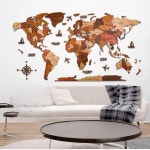 세계지도 벽장식 입체지도 액자 여행사 아크릴 실물색 세계지도 소형 : 스마트바이11