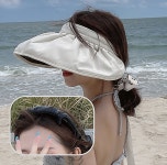 러플 자외선차단 선캡 돌돌이썬캡 햇빛차단모자 챙모자 여름 헤어밴드겸용 4colors 여성썬캡 여성썬캡모자 자외선차단모자 햇빛가리개모자... 