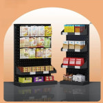 약국매대 슈퍼마켓 거치대 약국 선반 간식 철제 이동식 화이트 40cm 3층 선반 2단 후크 150cm : 스마트바이11