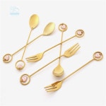 ON동네 디저트 스푼 포크 6P 골드 티스푼 : 로자나무