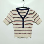 크롭 반팔 골지 니트 F_S0535 : 마데인빈티지