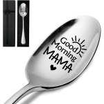 굿모닝 마마, 재밌는 문구가 겨진 스테인리스 스푼, 여성용 커피/차/아이스크림/디저트/시리얼 엄마를 위한 최고의 엄마 선물선물 상자... 