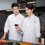 조리복 블랙 셰프 자켓 긴팔 유니폼 쿡 코트 티셔츠 베이커 작업복 웨이터 레스토랑 호텔 의류 여성 로고 : Versian