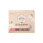 좋은느낌 유기농 순면커버 내추럴코어 맥시슬림 날개 중형 14개입 1팩 생리대 : 에스월드허브