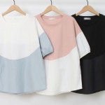 빅사이즈 배색 306O377S 반팔티 의류 뒷버튼 1(66-88) : 에이치엔컴퍼니 주식회사