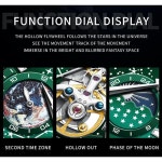 OLEVS 남성용 오토매틱 시계 블루 별이 빛나는 하늘 스켈레톤 뚜르비옹 셀프 와인딩 기계식 야광 럭셔리 드레스 손목 선물 G6689 실버 밴드... 