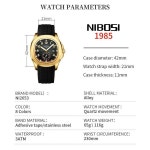 NIBOSI 남성용 시계 스퀘어 패션 읽기 쉬운 방수 비즈니스 스테인리스 럭셔리 아날로그 심플 드레스 아빠 아버지 선물 골드 블랙 손목 G2653... 