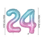24 호일 풍선 24가지 축하 장식 해피 24번째 생일 파티 웨딩 브라이덜 샤워 약혼 사진 촬영 기념일 별이 빛나는 하-447 : smallshop