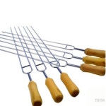 캠핑꼬치 손잡이꼬지 스텐 바베큐 2열 꼬치 6p : 웬즈제이