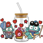 헬로 키티 산리오 50주년 한교동 수화물 캐리어 노트북 팬시 장식 스티커 굿즈 3D 만화 Hangyodon 데칼 Libbey UV DTF 컵 랩 전송 맞춤형... 