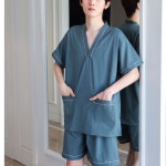 사우나옷 찜질방 찜질복 세트 반팔 황토방 긴팔 탈의실 A. XL, A. 짙은 녹색 : 가온인터직구