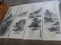 이빵 산수화 그림 병풍 4개 중고 때탐 : 중고다팜
