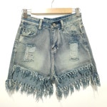 언발 테슬 데미지 워싱 데님 숏 팬츠 M_S0671 : 마데인빈티지