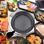 업소용 식탁 테이블 매립형 고기집 원형 인덕션 불판 : ssomanygoods