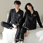 커플 아이스 잠옷세트 잠옷 수면 파자마 홈웨어 긴팔 상하의 G2514 여성 M+남성 L : AILEY