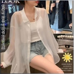 아사면 시스루 블라우스 여성용 느슨한 쉬폰 얇은 코트 통기 쾌적 : 혜제트레이드 주식회사