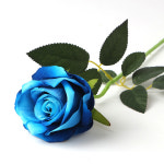 wri 예쁜 조화꽃 한송이 벨벳 로즈 파란 장미 푸른색인조꽃다발 플라스틱플라워 : 우리WOORI2