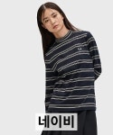FRED PERRY 프레드페리 스트라이프 티셔츠 여성용 G1168 네이비 : 하코재팬