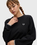 FRED PERRY 프레드페리 접수 중 팁드 스웨트셔츠 팁 라인 여성용 G1148 블랙 : 하코재팬