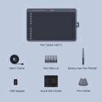 HUION HS611 그래픽 드로잉 태블릿 배터리 없는 스타일러스 포함 10.1인치 8192 레벨 안드로이드 지원 디지털 아트 : 아스텔 구매대행