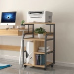 프린터기 거치대 복합기 선반 받침대 다이 수납 화이트+티크 프린터책상 프린터선반 두꺼운 파이프 백색 프레임+라이트 월넛 : 클라우드바잉