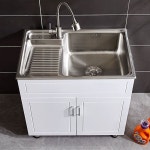 스텐 보조 싱크대 테이블 애벌 세탁 개수대 간이 미니 주방 원룸 소형 씽크 : 글로비스타몰