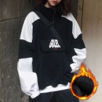 커플자켓 여행복 따뜻한 겨울 남녀공용 기모 맨투맨 블랙 : 용희라이프