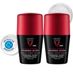 VICHY 비시 옴 클리니컬 컨트롤 96시간 남성용 데오도란트 롤온, 땀과 냄새 억제, 항균, 저자극성, 무알코올, 민감성 피부용, 2 x 50ml... 
