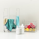 스텐팩토리 올스텐304 이동식 세탁 빨래바구니 멀티트롤리 2단 105L : 스텐팩토리