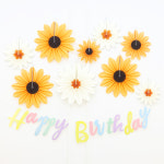 해바라기 플라워 페이퍼팬 세트 9입 행잉 데코 꽃 황화 코스모스 데이지 가랜드 : 파티짱