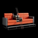 당구장 의자 기원 카페 소파 등받이 대기의자 라운지 나무 오렌지-3인용 : 플로메린스토어