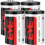4개 세트 EVE ER14250 12AA 3.6V 리튬 배터리 1200mAh LS14250 14250 비충전식 4 Count : 비에치44번가