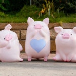 웃는 핑크 돼지 인형 인테리어 모형 꾸미기 조형물 장식품 : 마름모과