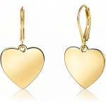 여성용 스털링 실버 하트 귀걸이 14K 골드 도금 러브 드롭 하이포알레르기 레버백 후키 후프 유행 Gold : 알래스카쇼퍼백