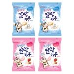 롯데제과 말랑카우 밀크 158g 2개 + 딸기 158g 2개 (총4개) : 핑크마켓0706