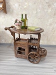 빈티지 다이닝 카트 서빙 트롤리 엔틱 호텔 와인 원목 고급 다용도 테이블 업소용 웨건 트레이 100 원목 : 파인비타1177