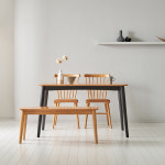 j0099 Sophia 4인벤치형 식탁세트 일반형의자 고무나무 원목식탁 : 라펠리스