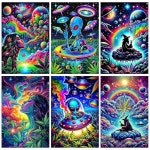 아트 키트 6팩, 성인 초보자용 별이 빛나는 외계인 다이아몬드 페인팅 키트, Rainbow-G8851-G8852-G8853-G8854-G8855-G8856 : MK ii