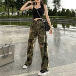 카고바지 건빵 여자밀리터리카고팬츠 밴딩 스트링 와이드 이하 카모 : 제로구매대행2